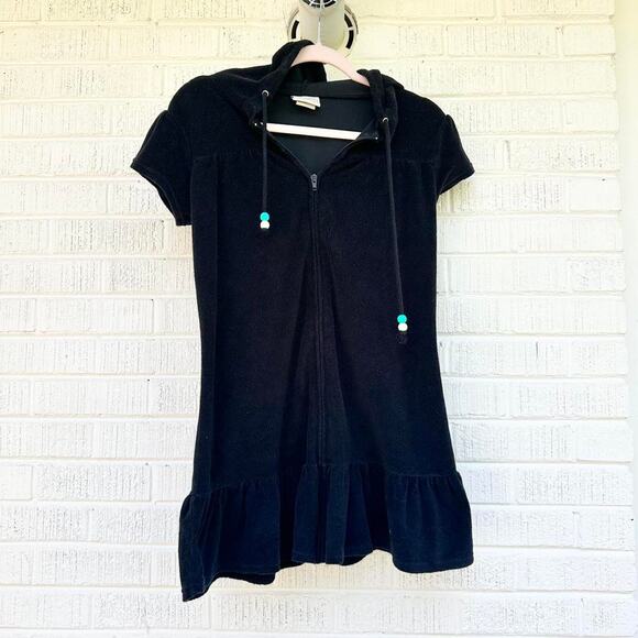 Miken Dresses & Skirts - Vintage 2000s Miken Black Terry Cloth Bathing Suit Cover Up Dress